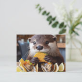 Otter mit Osyster Tacos Postkarte (Stehend Vorderseite)