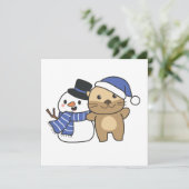 Otter mit Schneemann im Winter zu Weihnachten (Stehend Vorderseite)