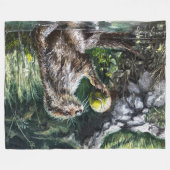 Otter mit Tennisball Fleecedecke (Vorderseite (Horizontal))