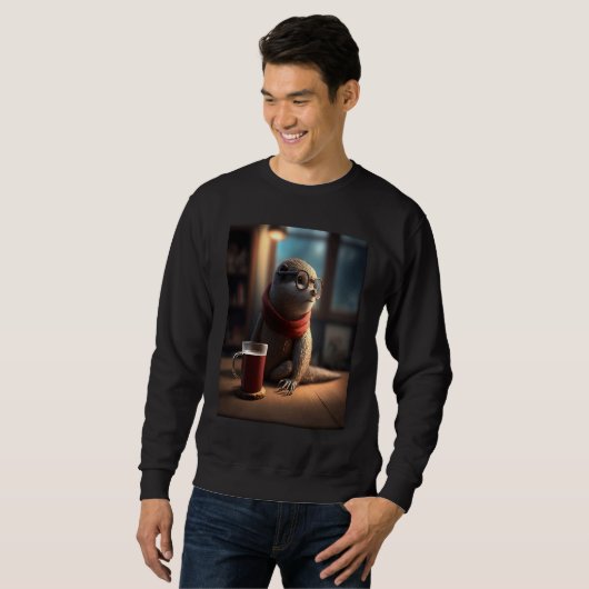 Otter  Nerd Otter Drinking Coffee  1 Sweatshirt (Vorne ganz)