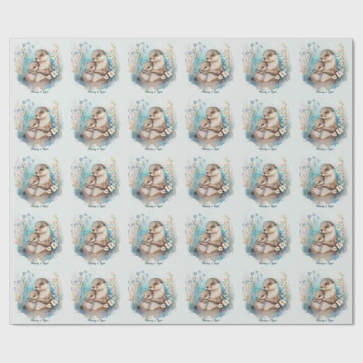 Otter New baby Geschenkpapier (Flach)