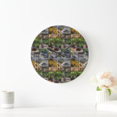 Otter Photo Collage, Large Round Wall Clock. Große Wanduhr (Zuhause)