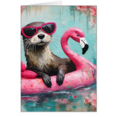 Otter Pink Flamingo Jeden Anlaß Blank Greeting (Vorne)