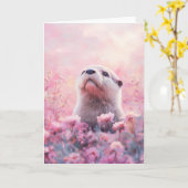 Otter pinkelt durch traumhafte Blumenblüten Karte (Gelbe Blume)