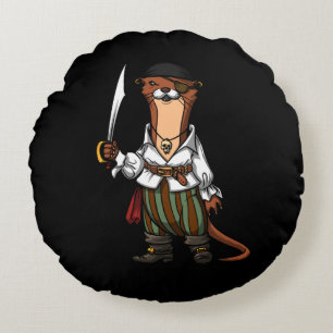 Otter Pirate Animal Sailor Captain Animal Animal Rundes Kissen