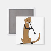 Otter Playing die Klarinette Magnet (Vorderseite/Rückseite)