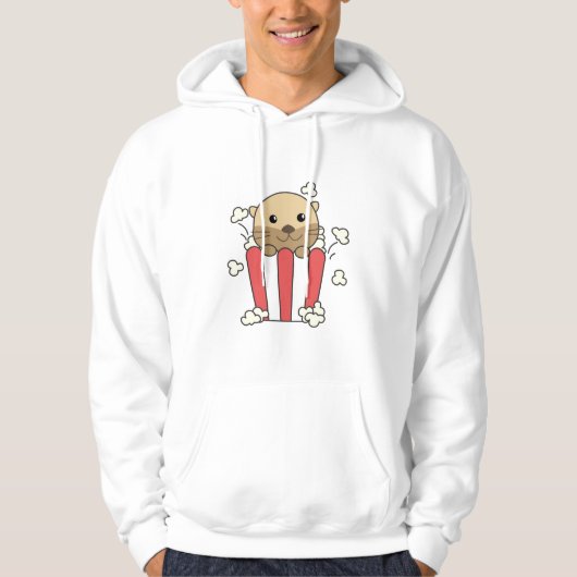 Otter Popcorn Time Funny Animes in Fast Food Hoodie (Vorderseite)