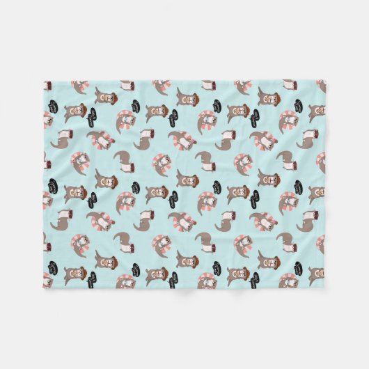 Otter Pups Fleece Blanket (Vorderseite (Horizontal))