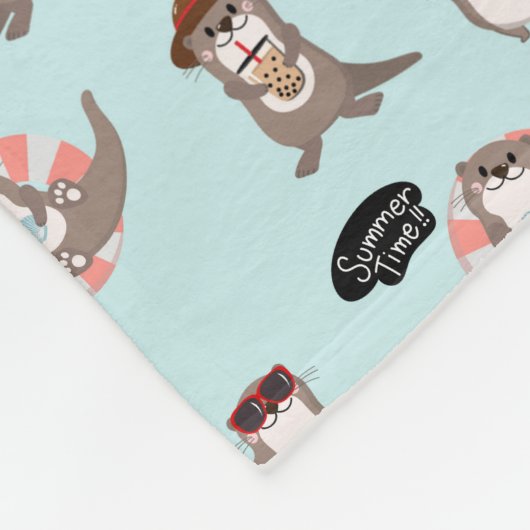 Otter Pups Fleece Blanket (Ecke)