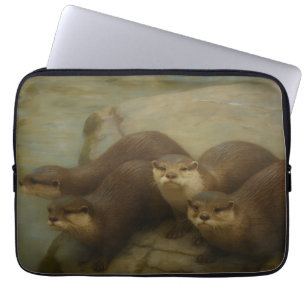 Otter Quartet - Spielerische Wildlife Art Print Laptopschutzhülle