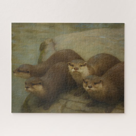 Otter Quartet - Spielerische Wildlife Art Print Puzzle (Horizontal)