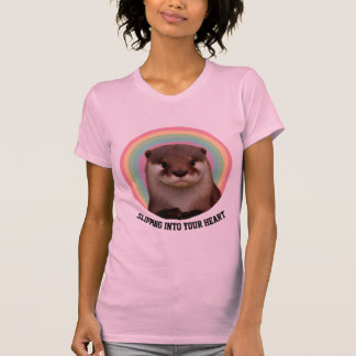 Otter Regenbogen Herz Grafik Soft Rosa T-Shirt