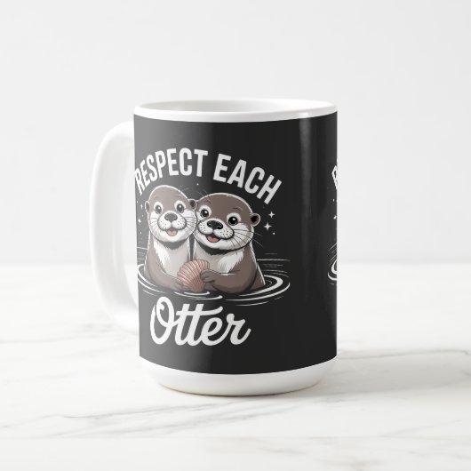 Otter Respect Each Other Funny Kaffeetasse (Vorderseite Links)