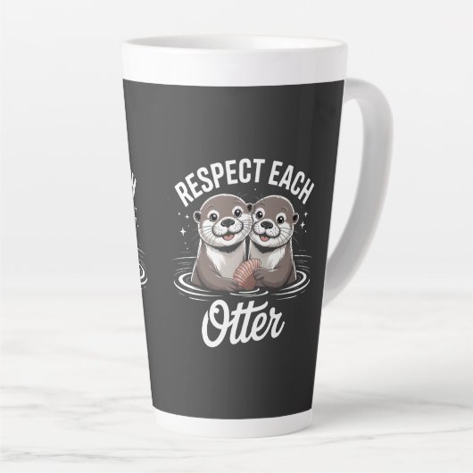 Otter Respect Each Other Funny Milchtasse (Rechte Ecke)