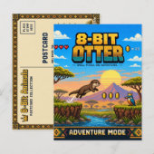 Otter, Retro-8-Bit-Pixel-Art Postkarte (Vorne/Hinten)