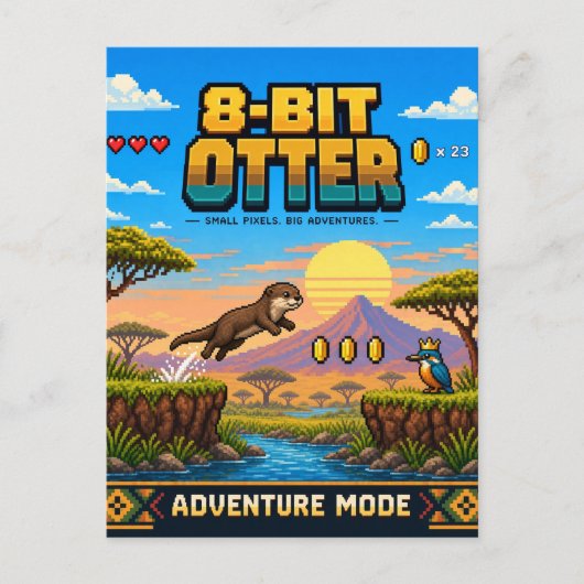 Otter, Retro-8-Bit-Pixel-Art Postkarte (Vorderseite)