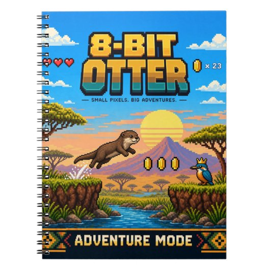 Otter, Retro-8-Bit-Pixelkunst Notizblock (Vorderseite)