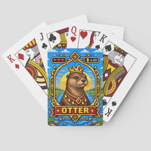 Otter Retro 8-Bit Pixelkunst Spielkarten (Rückseite)