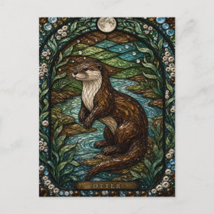 Otter River Bend Illumina Buntglas Postkarte