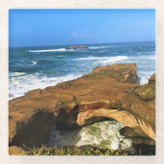 Otter Rock at Devil's Punchbowl Staat Park, Oregon Glasuntersetzer (Vorderseite)