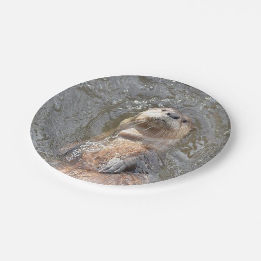 Otter-Rückseiten-Floss Pappteller (Schrägansicht)