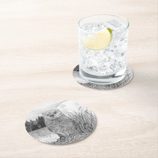 Otter Runder Pappuntersetzer (Vor Ort)