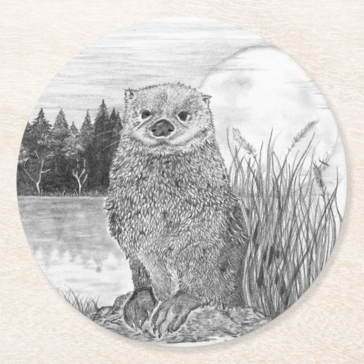 Otter Runder Pappuntersetzer (Vorderseite)