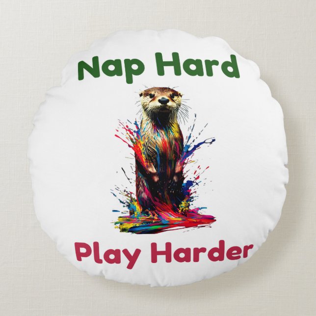 Otter Rundes Kissen (Vorderseite)