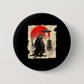 Otter Samurai Retro Ufo Japanese Warrior Art Graph Button (Vorderseite)