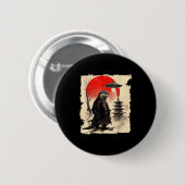 Otter Samurai Retro Ufo Japanese Warrior Art Graph Button (Vorne & Hinten)