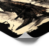 Otter Samurai Retro Ufo Japanese Warrior Art Graph Poster (Ecke)