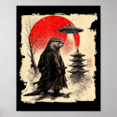 Otter Samurai Retro Ufo Japanese Warrior Art Graph Poster (Vorne)
