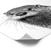 Otter Schwarz-weiß Cabin Kinderzimmer Foto Poster (Ecke)