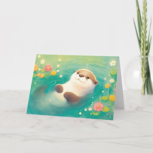 Otter Schwimmende Serenität Karte (Vorderseite)