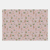 Otter & Seerosen auf Hellgrau-Rosa Geschenkpapier Set (Vorderseite)