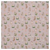 Otter & Seerosen auf Hellgrau-Rosa Stoff (Muster)