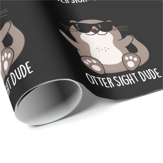 Otter Sight Typ Funny Animal Pub Dark BG Geschenkpapier (Rolleneckpunkt)