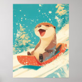 Otter Sledding in Snow Poster (Vorne)