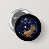 Otter Space Funny Astronaut Otter Puck Dark BG Button (Vorne & Hinten)