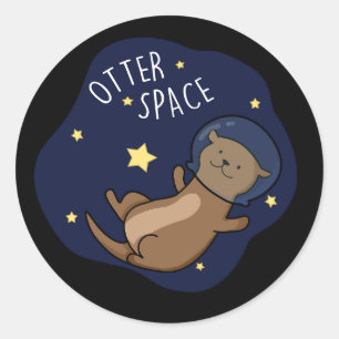 Otter Space Funny Astronaut Otter Puck Dark BG Runder Aufkleber