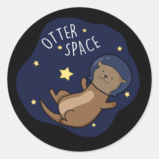 Otter Space Funny Astronaut Otter Puck Dark BG Runder Aufkleber (Vorderseite)