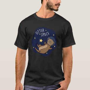 Otter Space Funny Astronaut Otter Puck Dark BG T-Shirt