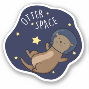 Otter Space Funny Astronaut Otter Puff Aufkleber
