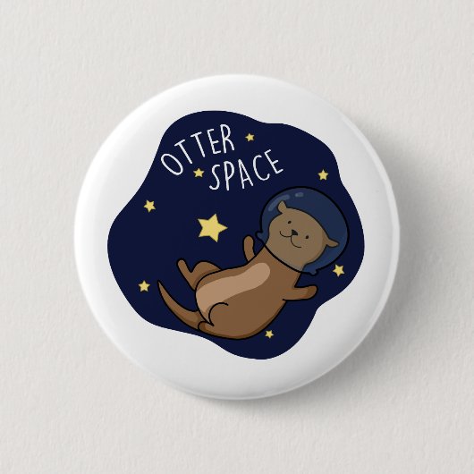 Otter Space Funny Astronaut Otter Puff Button (Vorderseite)