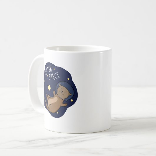 Otter Space Funny Astronaut Otter Puff Kaffeetasse (Vorderseite Links)