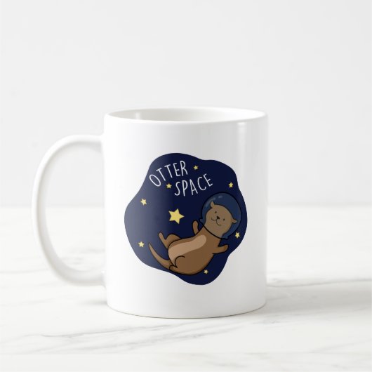 Otter Space Funny Astronaut Otter Puff Kaffeetasse (Links)