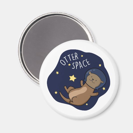 Otter Space Funny Astronaut Otter Puff Magnet (Vorderseite/Rückseite)