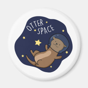 Otter Space Funny Astronaut Otter Puff Magnet