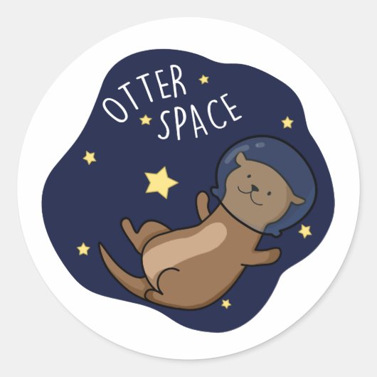 Otter Space Funny Astronaut Otter Puff Runder Aufkleber (Vorderseite)