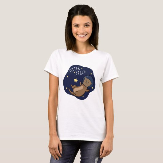 Otter Space Funny Astronaut Otter Puff T-Shirt (Vorne ganz)